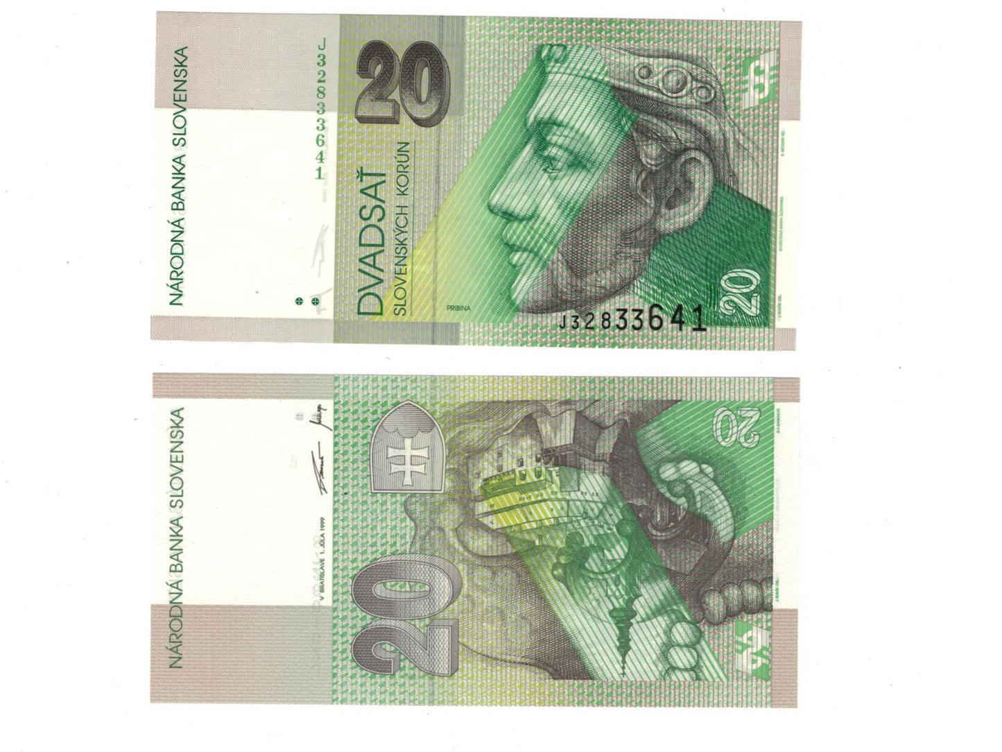 20 korún Slovenských 1999 Séria J UNC
