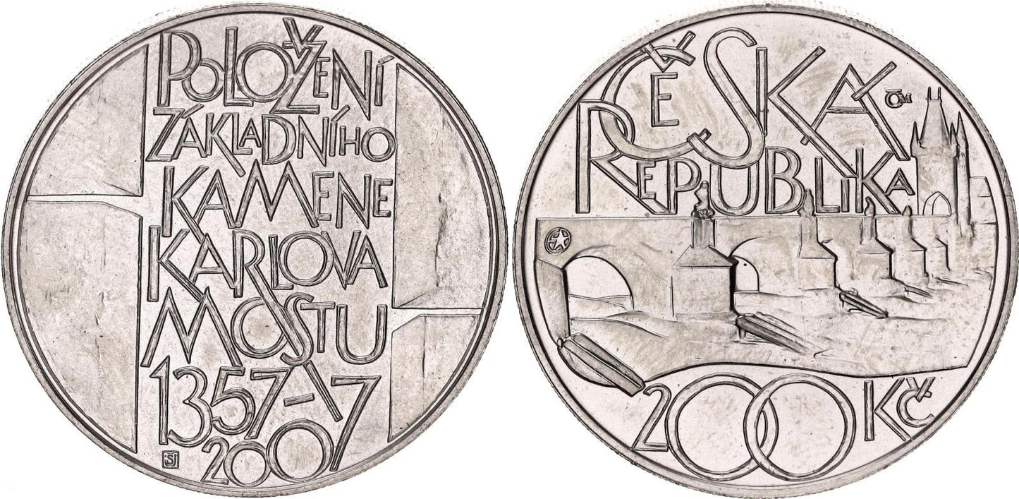 2007 200 Kč - 650. výročí položení základního kamene Karlova mostu
