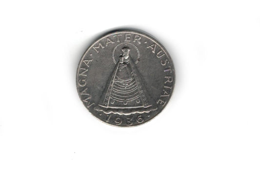 Strieborná minca 5 schilling Magna Mater 0/0 1936