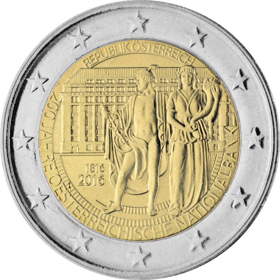 2016 Rakúsko 2 euro- 200 ROKOV NáRODNEJ BANKY UNC