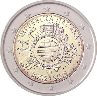 2012 2 EURO Taliansko - 10. rokov Euro meny