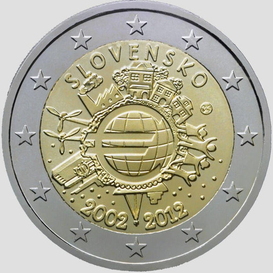 Slovensko 2 euro 2012 10 Rokov Euro Meny Karta