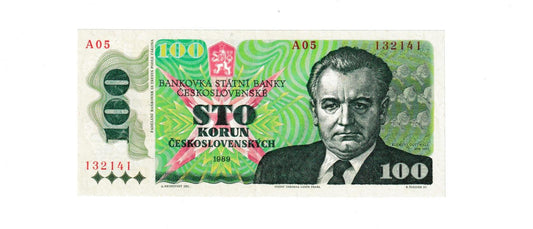 1989 100 Korún Gottwald Československo UNC séria A09!