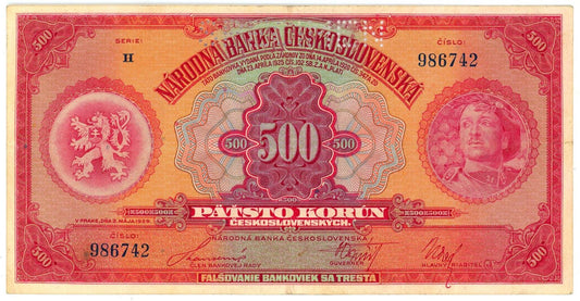 1929 500 Korún Speciman série H