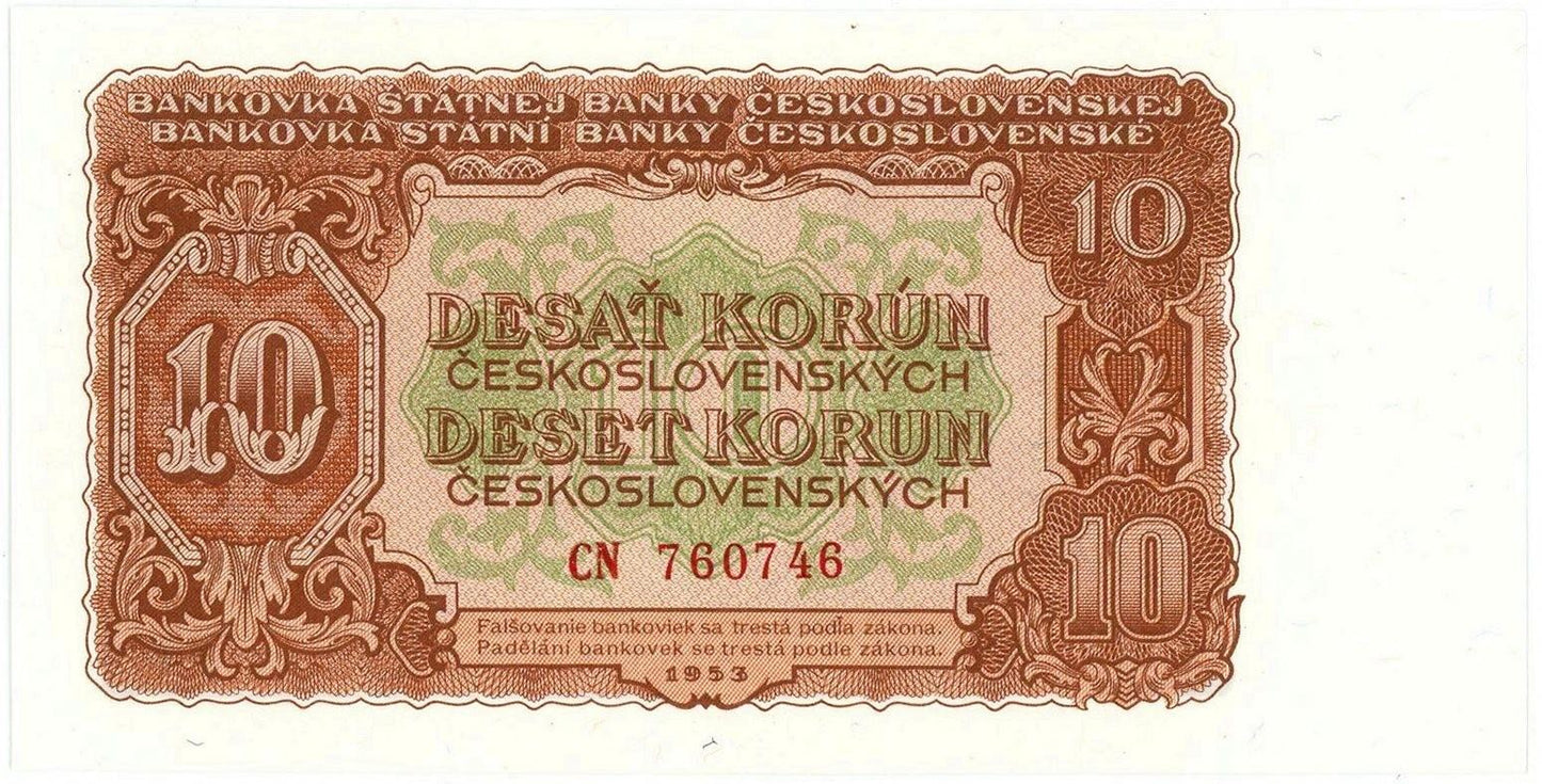 1953 10 Kčš séria CN UNC