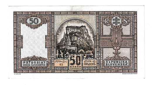 1940 50 korún Mf Specimen AUnc