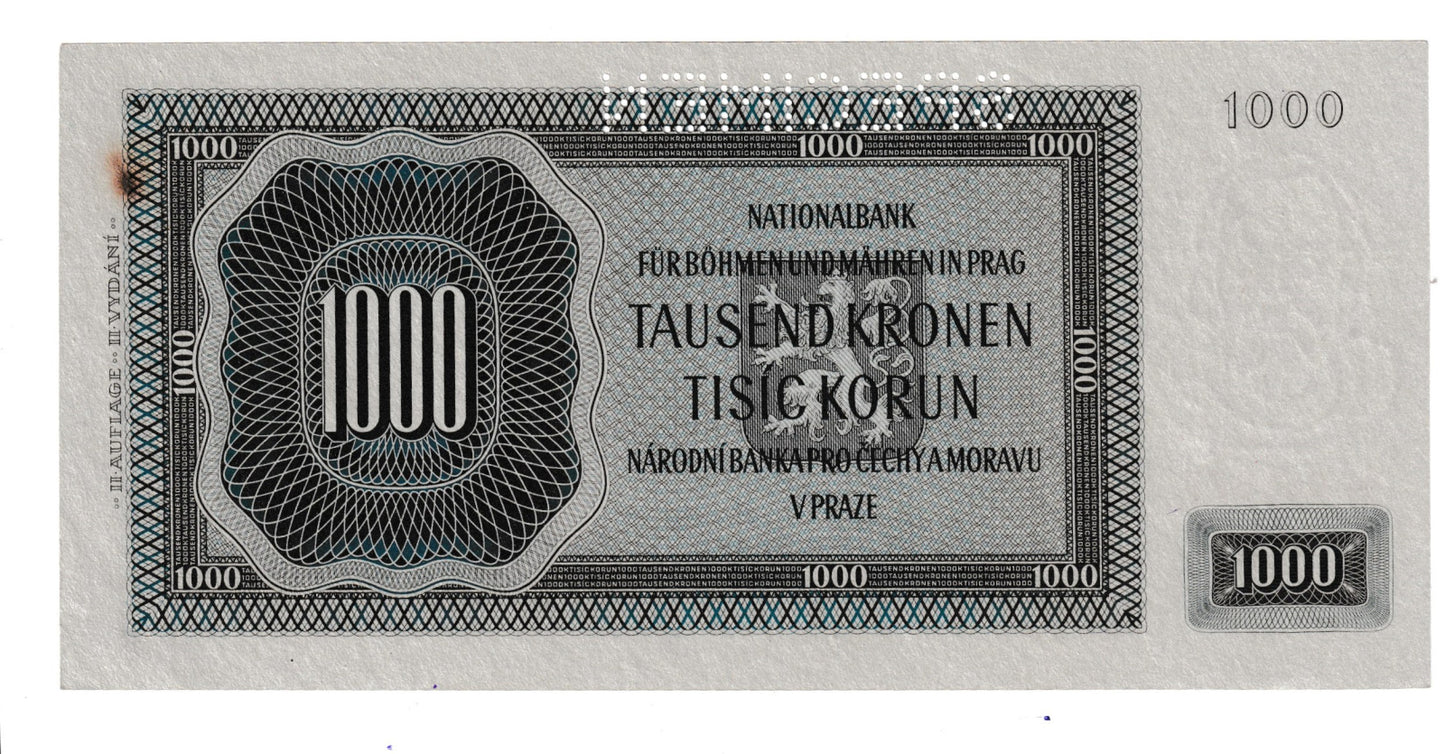 1942 1000 kčs Specimen Ba UNC