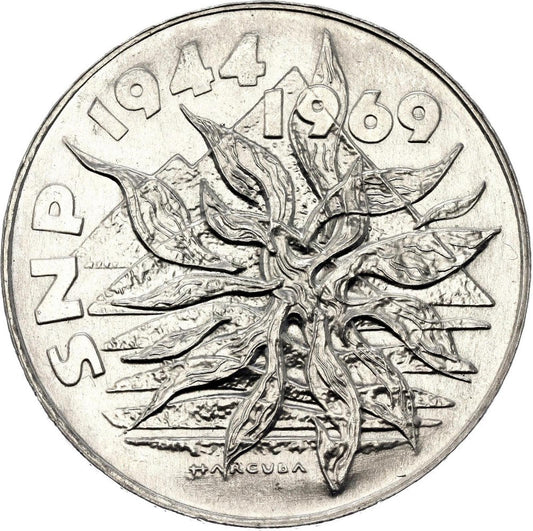 1969 25 Kčs - Plamene SNP 25 výročie SNP