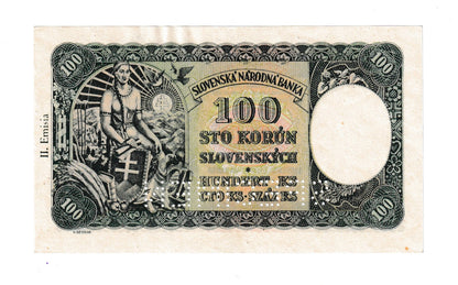 1940 100 korún C9 Specimen kolok Masaryk