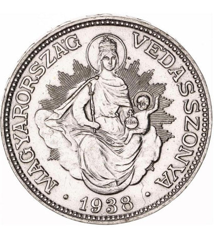 Strieborná minca 2 pengo 1938 Panna Mária