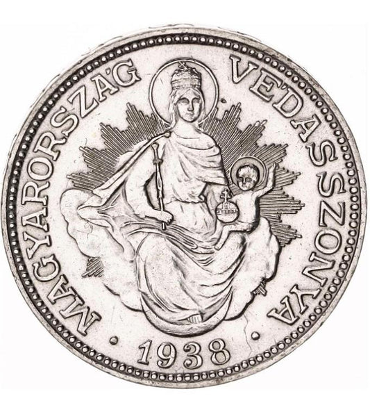 Strieborná minca 2 pengo 1938 Panna Mária