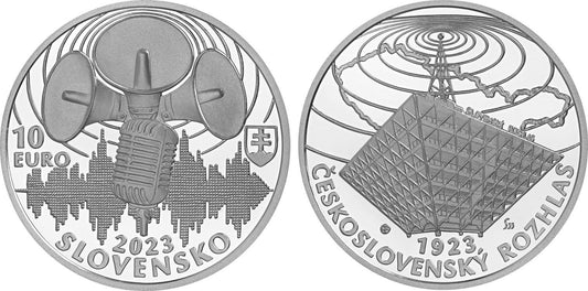 2023 /  Minca Ag. 10€  proof - Začiatok Československého rozhlasu
