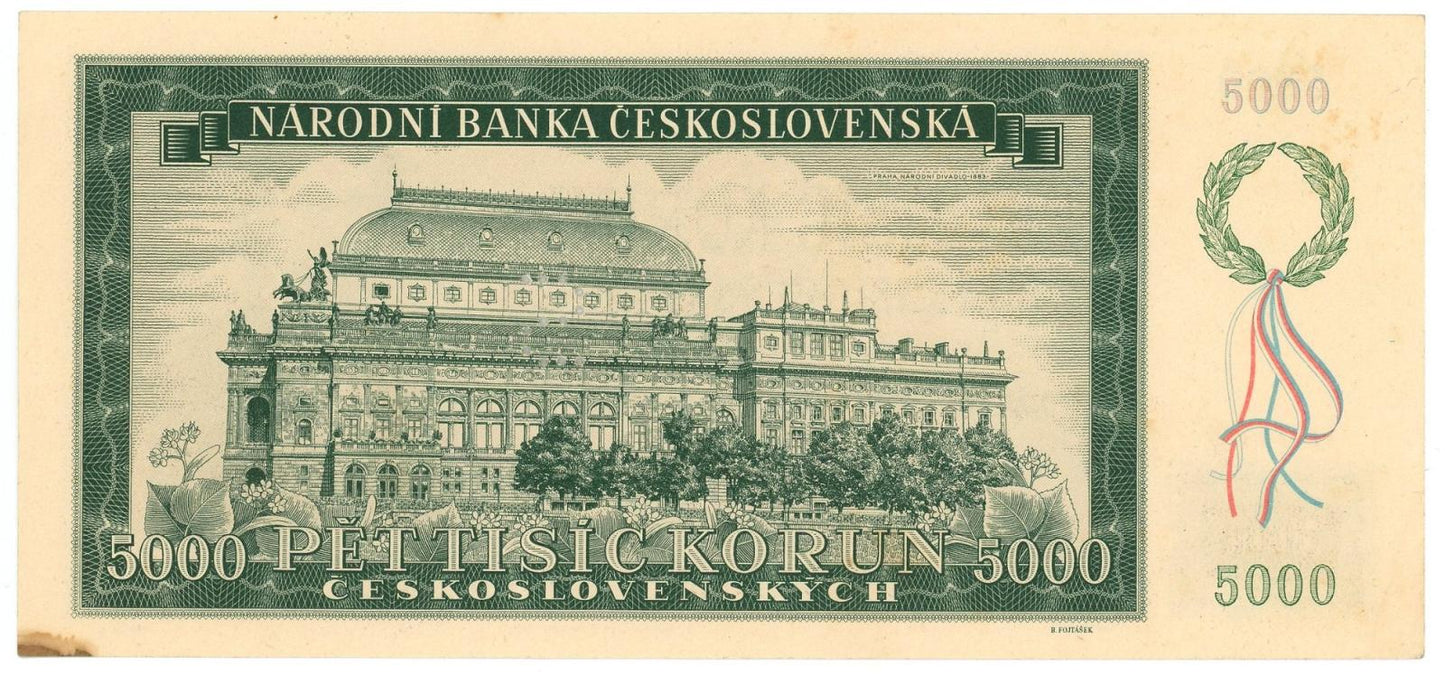 1945 5000 kčs Specimen A12 AUNC