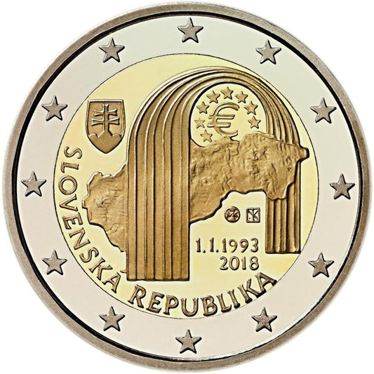 Slovensko 2 euro 2018 25. výročie vzniku Karta