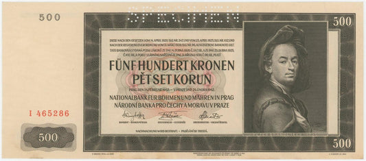 1942 1000 Korún Protektorát Čechy a Morava Speciman AUNC