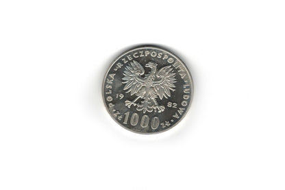 Strieborná minca Ján Pavol II. 1000 zloty Ag. Proof 1982