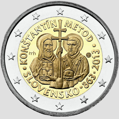 Slovensko 2 euro 2013 Konštantín a Metod Karta