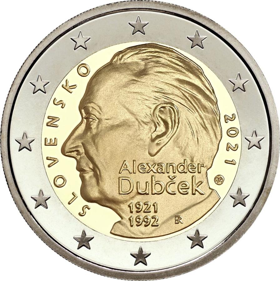 2021 Slovensko 2 euro- 100. výročie narodenia Alexandra Dubčeka UNC