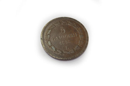 Veľká medená 5 Baiocchi - Pio IX Vatikán 1852