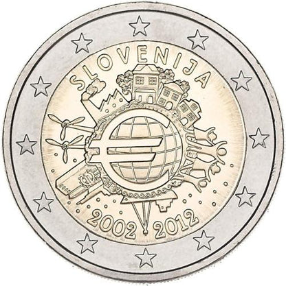 2012 2 Euro Slovinsko - 10. výročia vzniku Eura