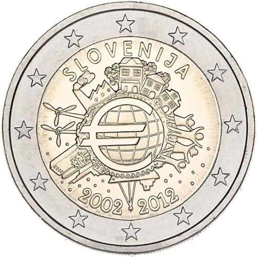 2012 2 Euro Slovinsko - 10. výročia vzniku Eura