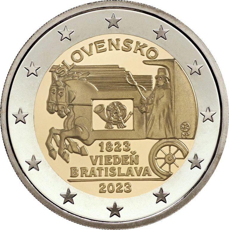 2023 Slovensko 2 euro-200. výročie začiatku pravidelnej expresnej pošty ťahanej koňmi UNC