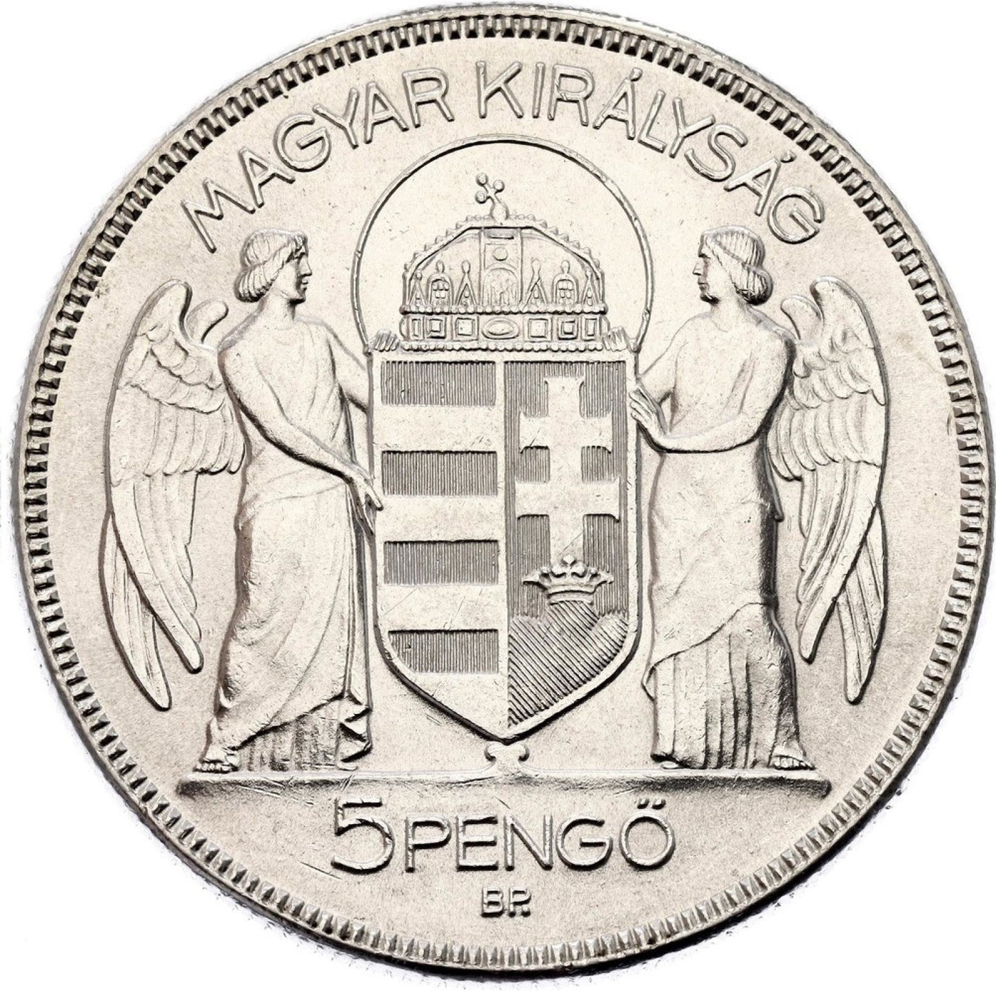 1930 Strieborná minca 5 Pengo Horty