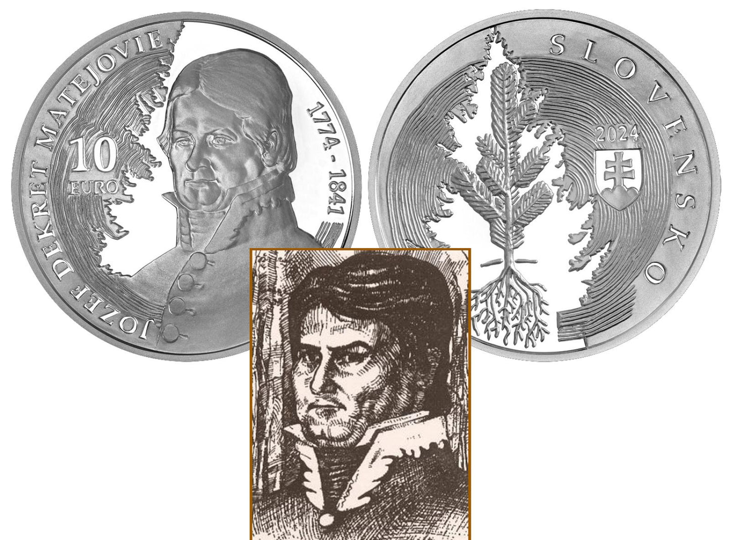 2024 Strieborná 10 € - Jozef Dekret Matejovie – 250. výročie narodenia